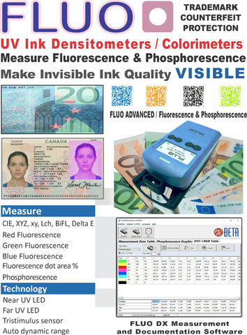 BETA FLUO - Invisible UV Ink Densitometer / Colorimeter Measure UV Ink Fluorescent and Phosphorescent UV Ink Density &amp; Other Print Production Parameters for Better Process Control