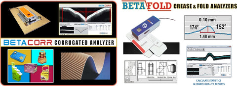 The BetaFold Crease & Fold Analyzers and BetaCorr Corrugated Analyzer / Folding Carton & Corrugated Analysis & Testing