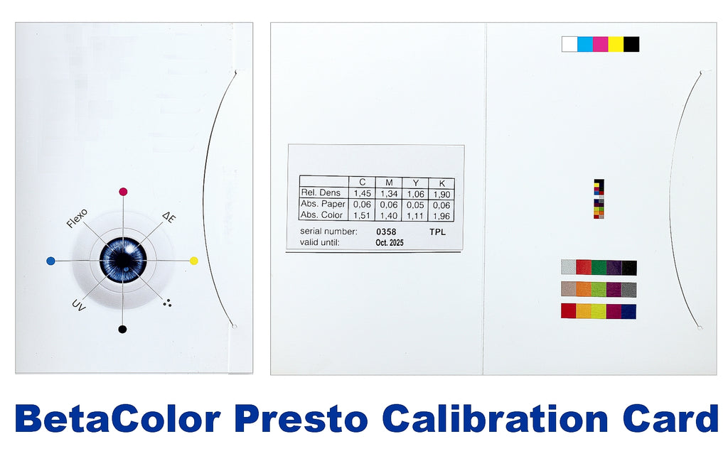 BetaColor Densitometer & Spectro-Densitometer Calibration Certification