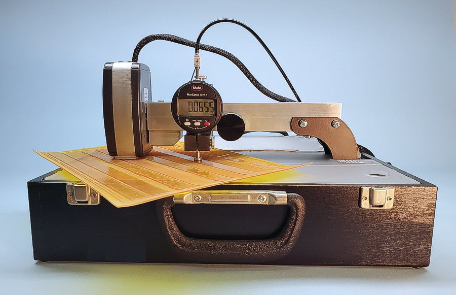BETAFLEX PRO1 WITH FLEXIGAUGE MICROMETER MEASURE DEPTH AND RELIEF ON FLEXO PLATES PORTABLE SYSTEM FOR MEASURING FLEXO PLATE IMAGES 