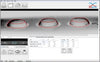 Screen shot of Beta Breye Braille dot print analyzer, alongside examples of braille print text with varying dot heights for checking braille quality control. 
